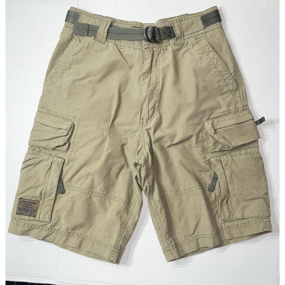 Vintage Abercrombie & Fitch Cargo Shorts Boys 12 Olive Green Y2K Outdoor Utility